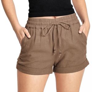 Brown Linen Shorts